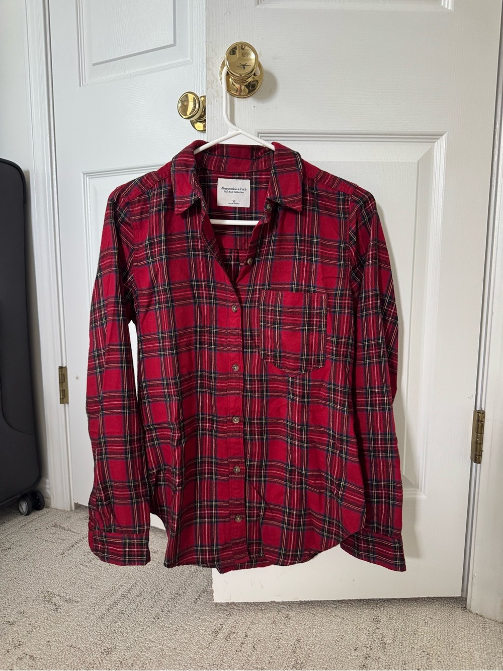 Abercrombie & Fitch Red and Black Plaid Button-Down Shirt